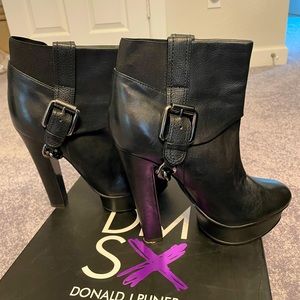 Donald Pliner Black Vintage Calf platform bootie